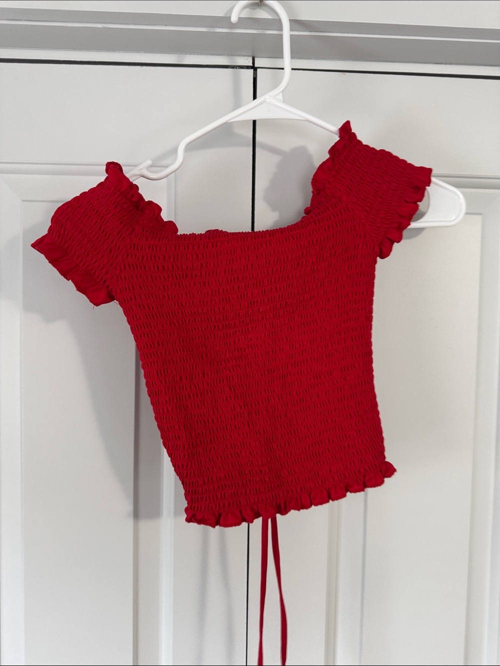 Rue21 Red Smocked Ruffle Drawstring Crop Top - Picture 3 of 3